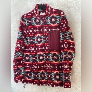PacSun Unisex Southwestern Aztec Print 1/4 Zip Pullover Fleece Jacket. Medium